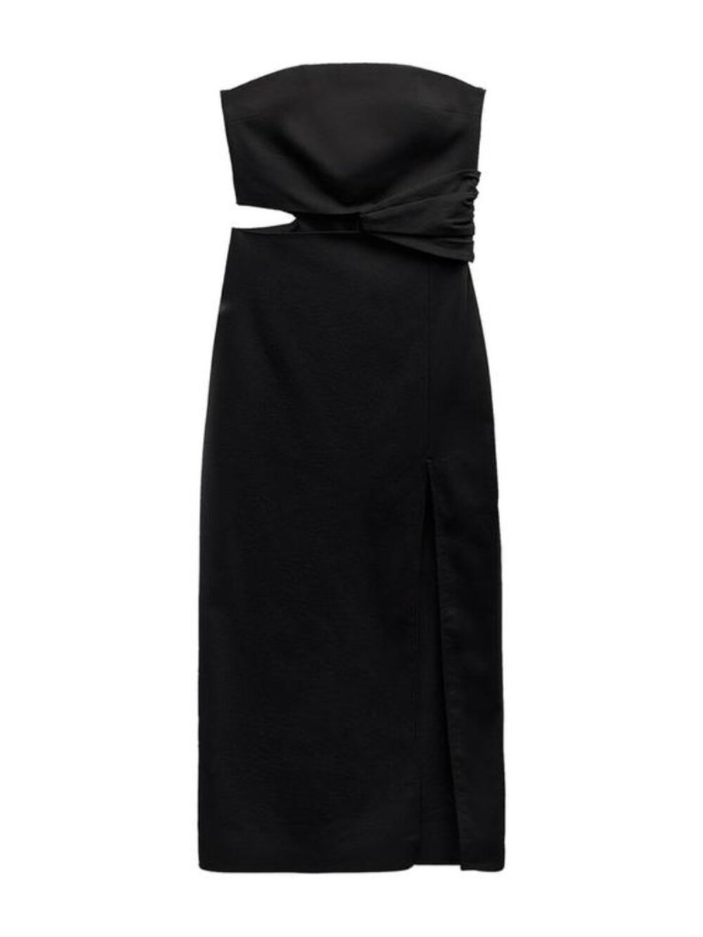 Zara Strapless Midi Dress with Cutout - Black - Small S